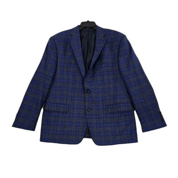 TailoRED Sports Blazer Mens 46R Blue Plaid Reda Italian Wool Made in Canada - Picture 1 of 16